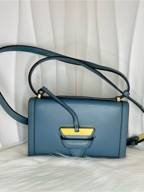 Loewe Blue Leather Crossbody Bag with Gold Accent